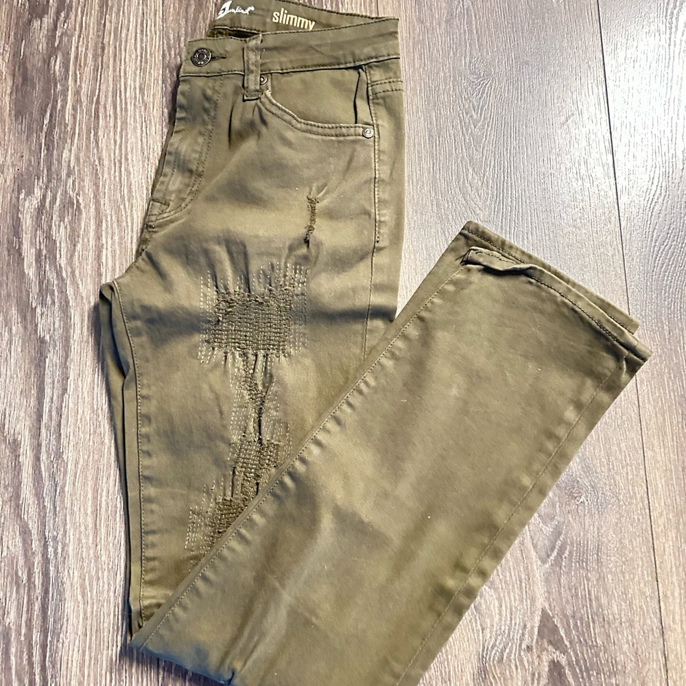 Slimmy Olive Green Distressed Jeans